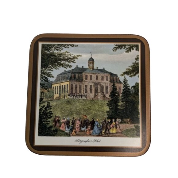Pimpernel Danish Castles Coaster Set of 6 Cork Acrylic Made in England Vintage - Picture 2 of 11